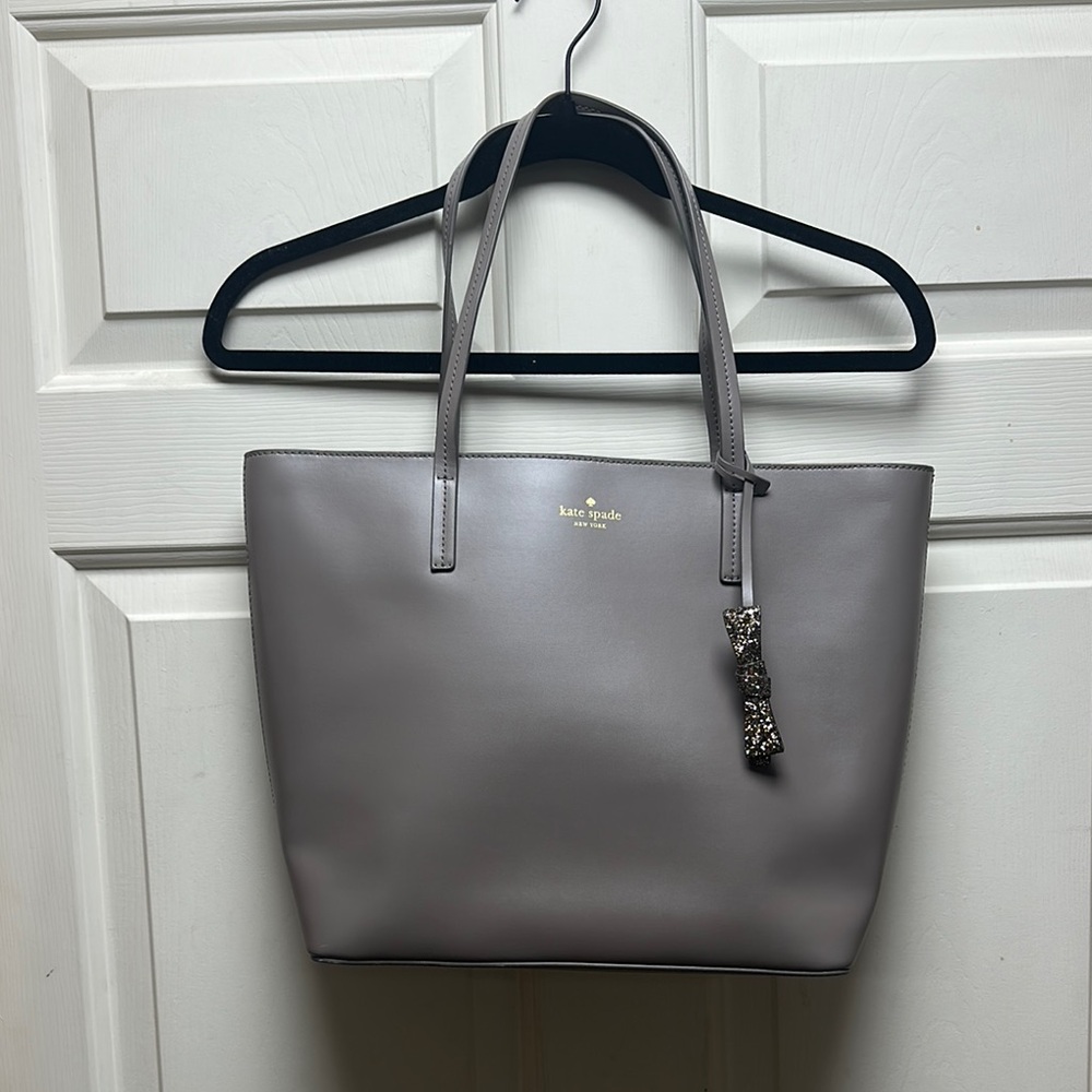 Kate Spade Gray Structured Tote Bag